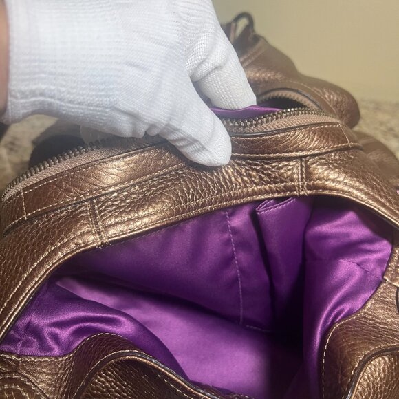 Coach Maggie #14313 Metallic Bronze Leather Bag & Wallet - Picture 10 of 16